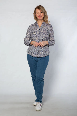 Equinox - Morris Print Long Sleeve Shirt - Blues