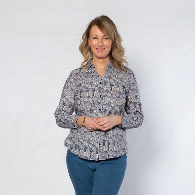 Equinox - Morris Print Long Sleeve Shirt - Blues