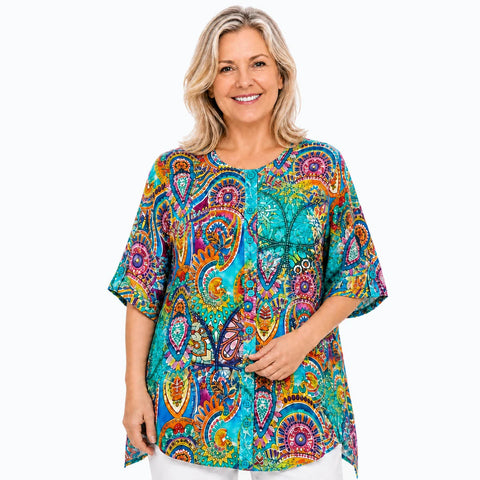 Claire Powell - A Line Bemberg Silk Shirt-Mosaic