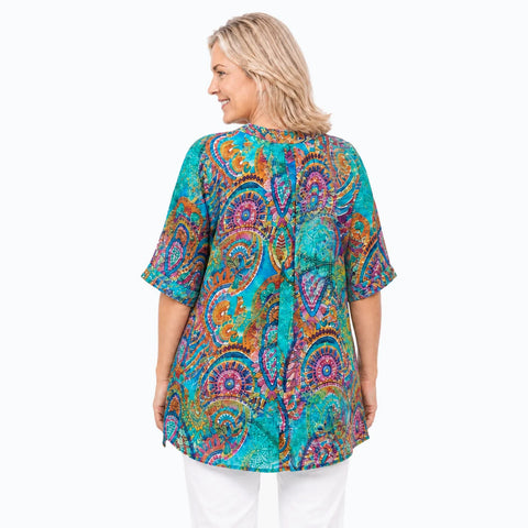 Claire Powell - A Line Bemberg Silk Shirt-Mosaic