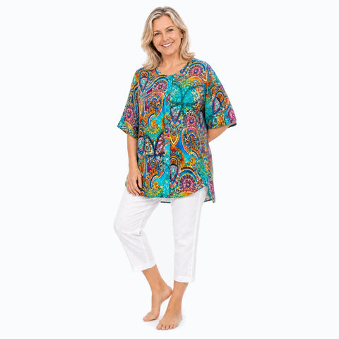 Claire Powell - A Line Bemberg Silk Shirt-Mosaic