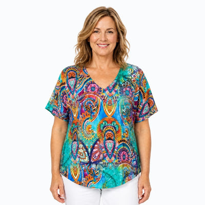 Claire Powell - Modal V Neck Top-Mosaic