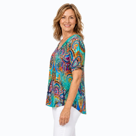 Claire Powell - Modal V Neck Top-Mosaic