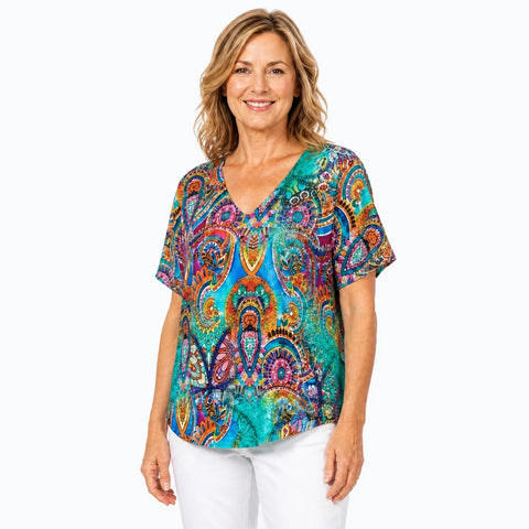 Claire Powell - Modal V Neck Top-Mosaic