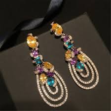 Multilayered Multicolored Dangle Earrings