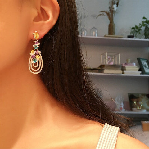 Multilayered Multicolored Dangle Earrings