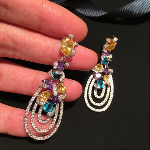 Multilayered Multicolored Dangle Earrings