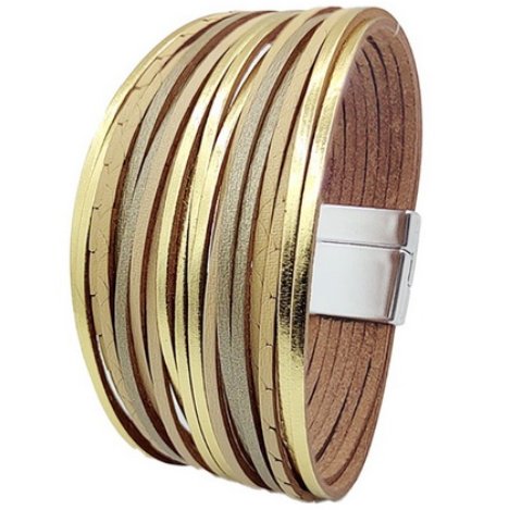 Sun Accessories - Multi Strand Magnetic Bracelet-Gold
