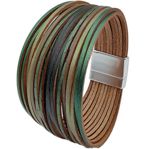 Sun Accessories - Multi Strand Magnetic Bracelet-Green