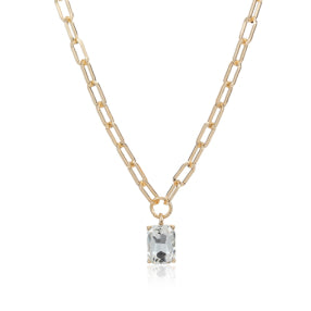 Blue Scarab - Amor Fashion Clear Crystal Pendant Necklace-Gold Tone