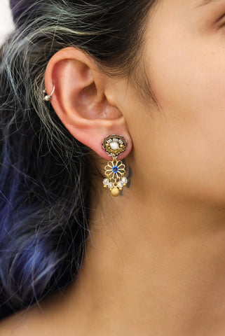 Ayala Bar - N2258 Althea Gold Flower Earring-Gold Totem Set
