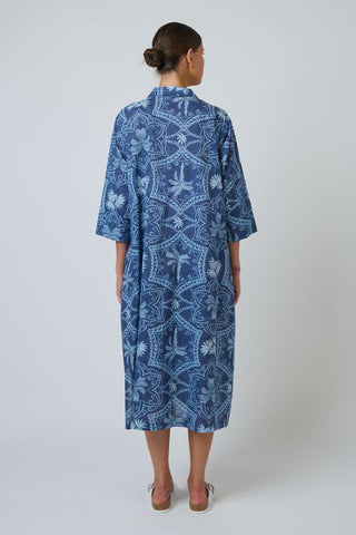 Namastai - Branching Out Cotton Shirt Dress - Blue Print
