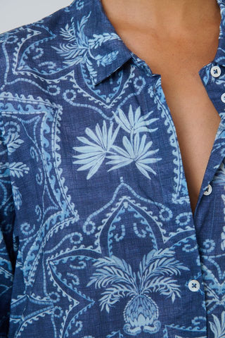 Namastai - Branching Out Cotton Shirt Dress - Blue Print