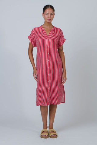 Namastai - Signal Lines Button Through Long Shirt/ Dress