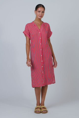 Namastai - Signal Lines Button Through Long Shirt/ Dress