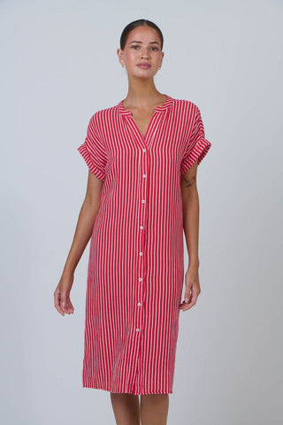 Namastai - Signal Lines Button Through Long Shirt/ Dress