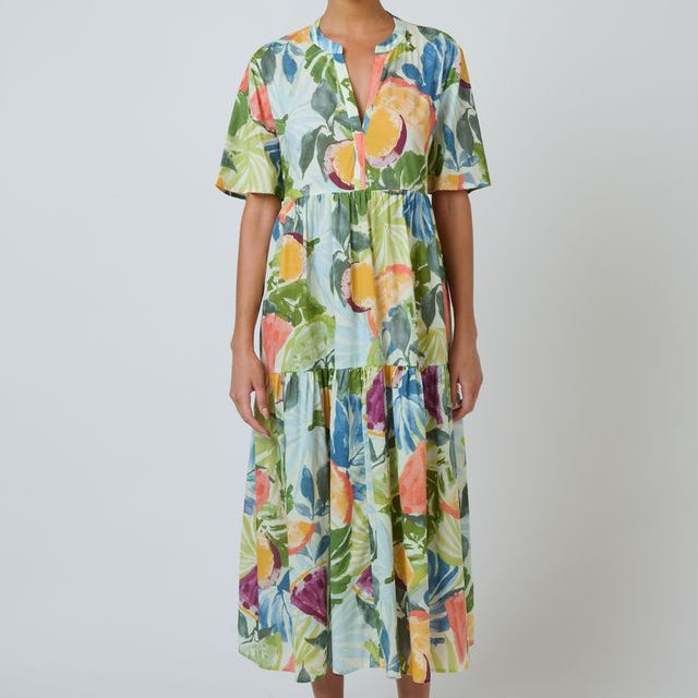 Namastai - Juicy Affair Cotton Tiered Midi Dress - Multi Toned