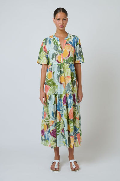 Namastai - Juicy Affair Cotton Tiered Midi Dress - Multi Toned