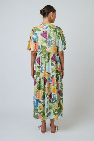 Namastai - Juicy Affair Cotton Tiered Midi Dress - Multi Toned