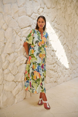 Namastai - Juicy Affair Cotton Tiered Midi Dress - Multi Toned
