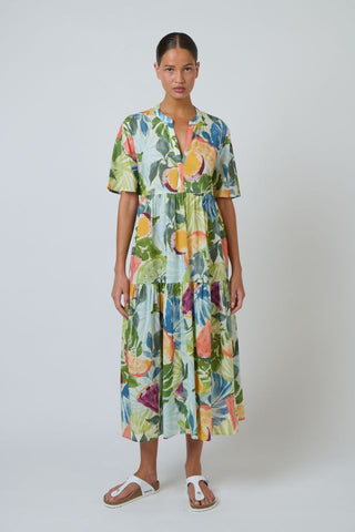 Namastai - Juicy Affair Cotton Tiered Midi Dress - Multi Toned