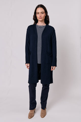 Namastai - Merino Blend Cardigan-Navy/White Pipe