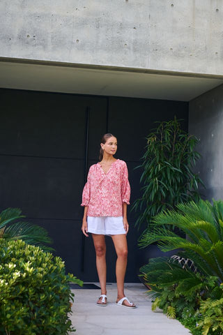 Namastai - Rose Souk Cotton Top-Pinks