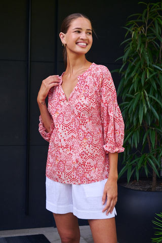 Namastai - Rose Souk Cotton Top-Pinks