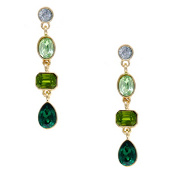 Sun Accessories - Multi Crystal Drop Earrings-Green