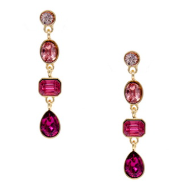 Sun Accessories - Multi Crystal Drop Earrings-Pink