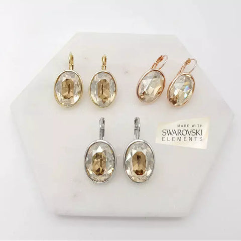 Chrysalini - Medium Oval Swarovski Earring