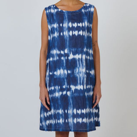 Namastai - Shadow Typhoon Cotton Sleeveless Dress - Shibori Indigo