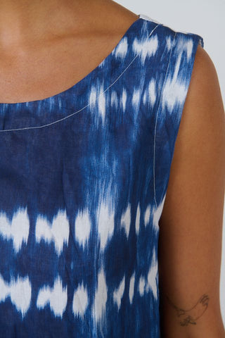 Namastai - Shadow Typhoon Cotton Sleeveless Dress - Shibori Indigo