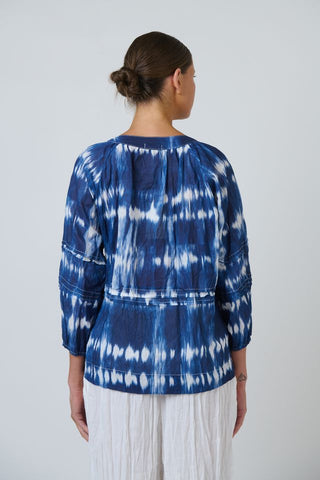 Namastai - Shadow Typhoon Crinkle Cotton Top - Shibori Indigo