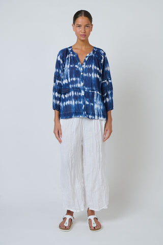 Namastai - Shadow Typhoon Crinkle Cotton Top - Shibori Indigo