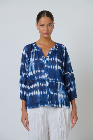 Namastai - Shadow Typhoon Crinkle Cotton Top - Shibori Indigo