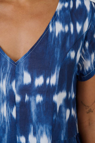Namastai - Shadow Typhoon Cotton Tiered Dress - Shibori Indigo