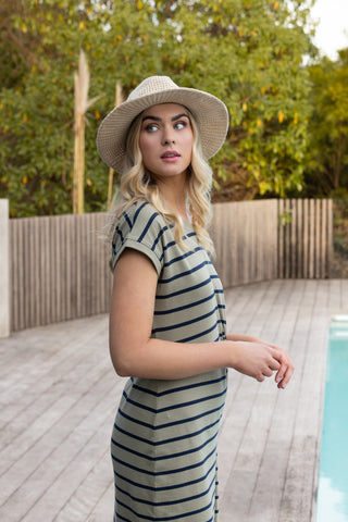 Knewe - Parker Dress-Khaki Stripe