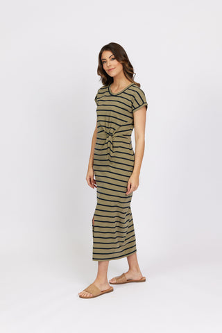 Knewe - Parker Dress-Khaki Stripe