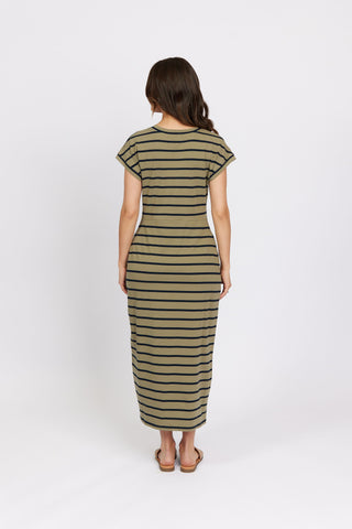 Knewe - Parker Dress-Khaki Stripe