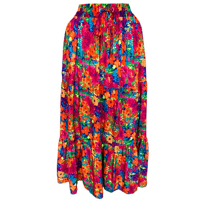 AUTN - Patterned Tiered Midi Skirt Multi Floral
