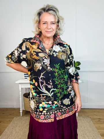 Cienna - Phoenix Night Print Shirt