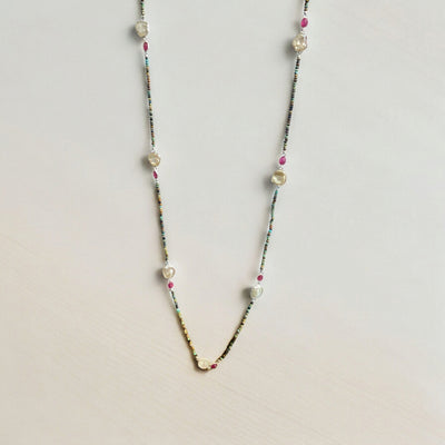 MCJewels - Longstation Necklace _ Azorite, Pearl & Tourmaline