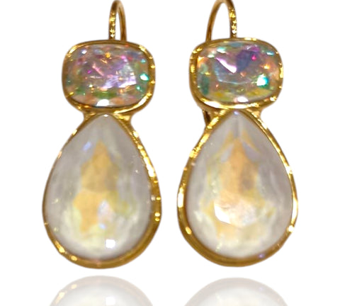 MCLuxe - Gold Plated Earring with White Rhinestone