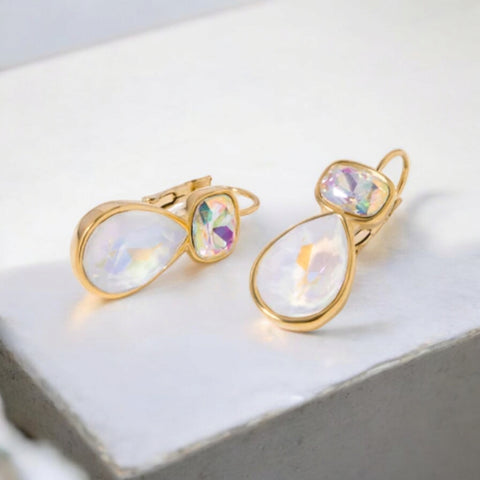 MCLuxe - Gold Plated Earring with White Rhinestone