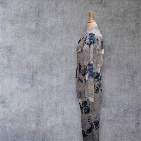 CCB - Linen Jacket Floral Print-Blue