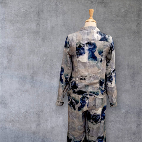 CCB - Linen Jacket Floral Print-Blue