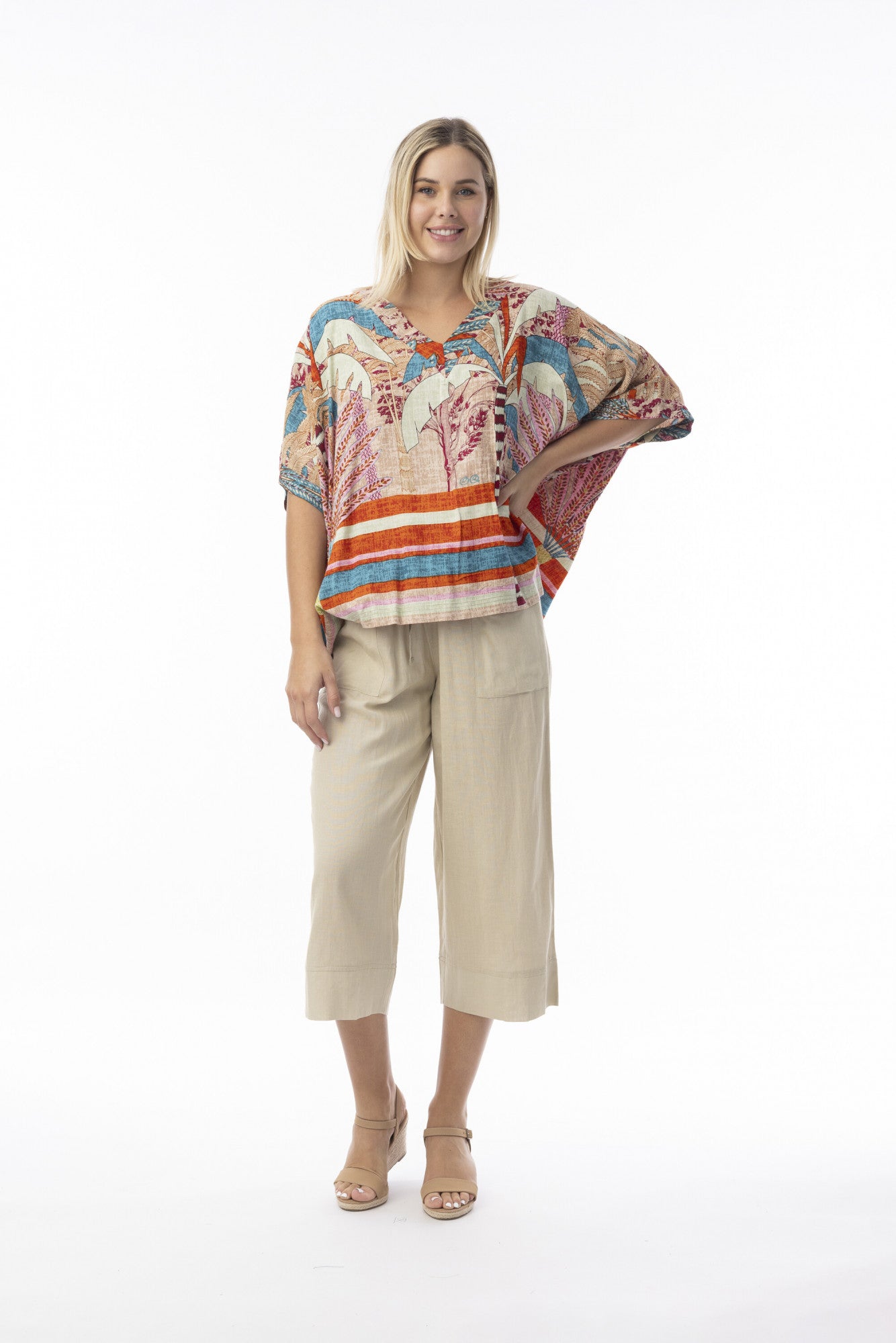 Orientique - Ponta Verde Oversized V Neck Top