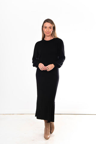 Bridge & Lord - Puff Sleeve Knit Dress Black