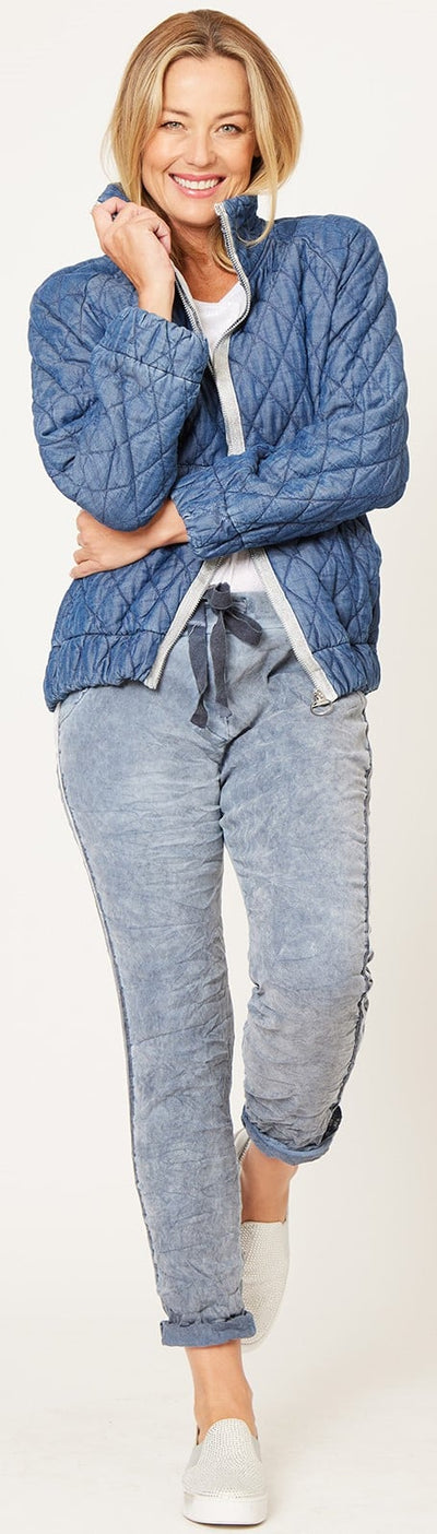 La Strada - Quilted Zip Jacket Jeans Blue